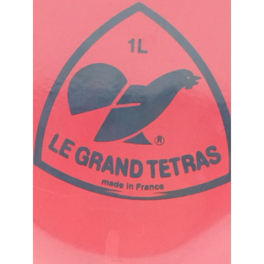VTG French Aluminum Flask Red Le Grand Tetras Hiking Bottle 1L (Read)